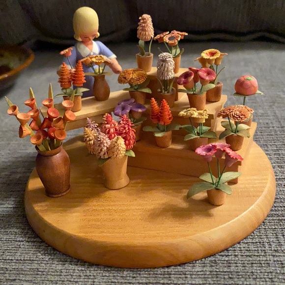 Thorens Swiss hand carved wood top to a music box